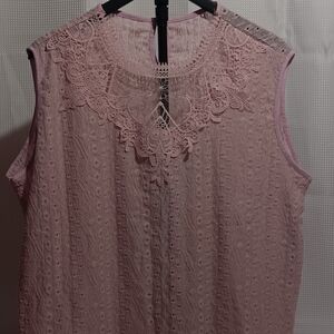 Wish Pink Lace Detail Sleeveless Blouse